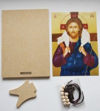 kit de loisir créatif chrétien : icône bon berger et dizainier à réaliser soi même 